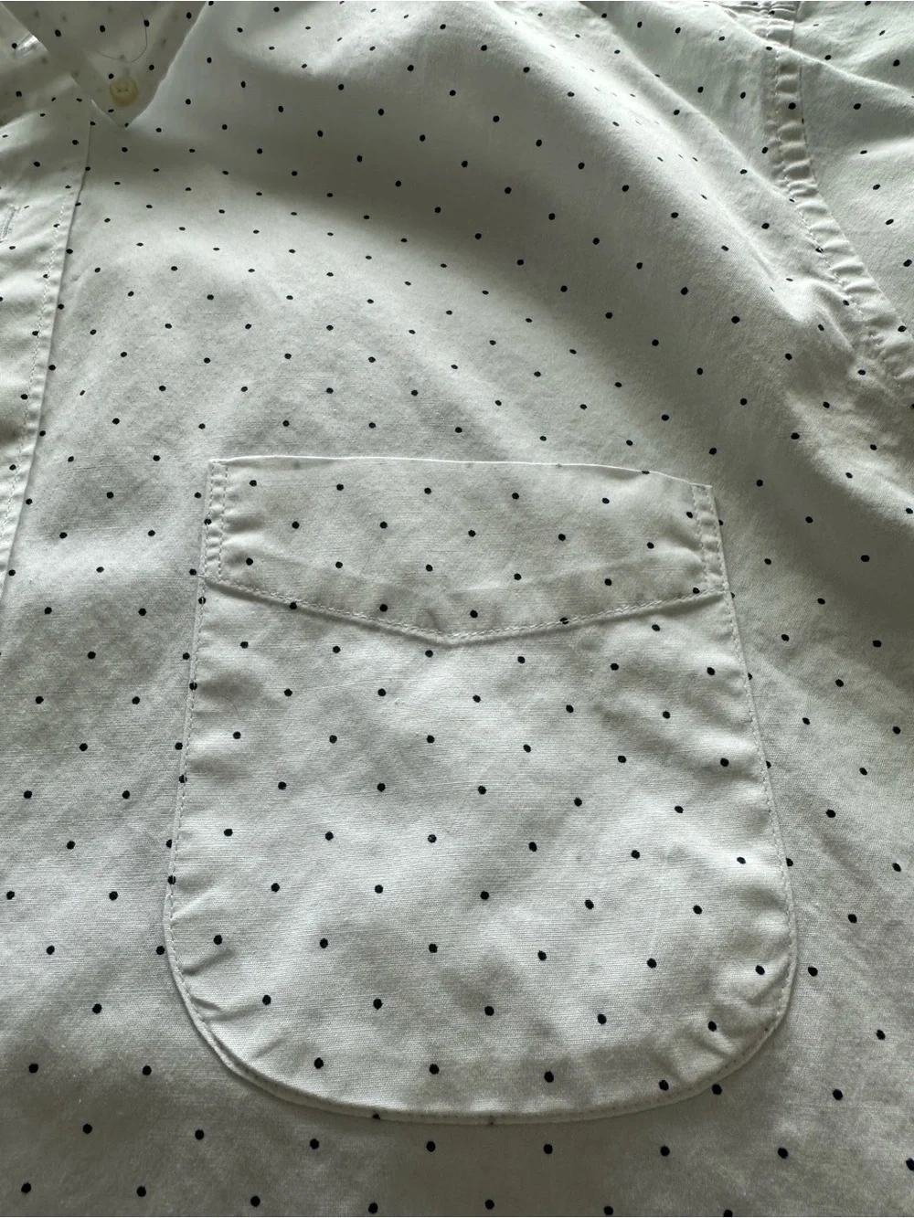 J.Crew Secret Wash Shirting Slim Untucked White Navy Dot Button Down Shirt L